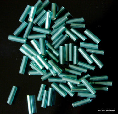 Teal, Blue Green Bugle Beads, 8g Bag Beads